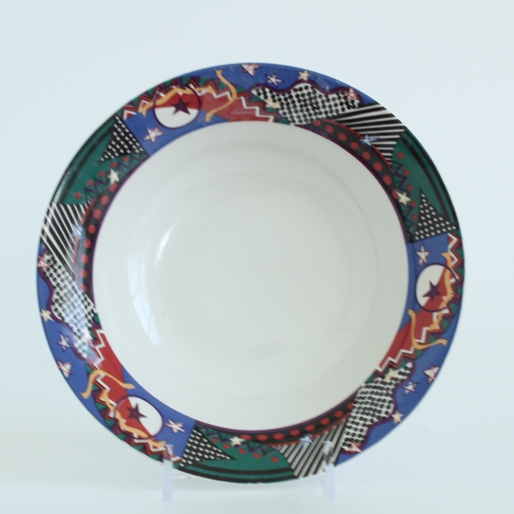 Furio Contemporary Casuals Pasta Bowl Geometric Celestial Ceramic Multi 8.25"